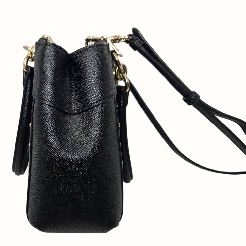Coach 2018 Mini Brooke Black Leather Crossbody Bag w Floral Rivets F37754 - Picture 16 of 16